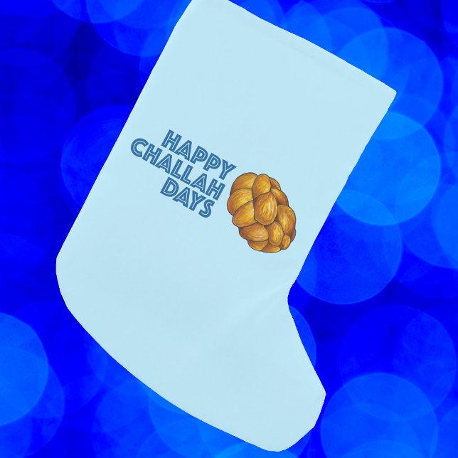 Happy Challah Days Blue Hanukkah Chanukah Brot Kleiner Weihnachtsstrumpf (Challah stocking)