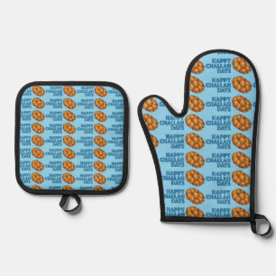 Happy Challah Days Chanukah Hanukkah Brot Loaf Ofenhandschuh & Topflappen-Set