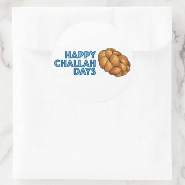 Happy Challah Days Hanukka Chanukah Brot Runder Aufkleber (Tasche)