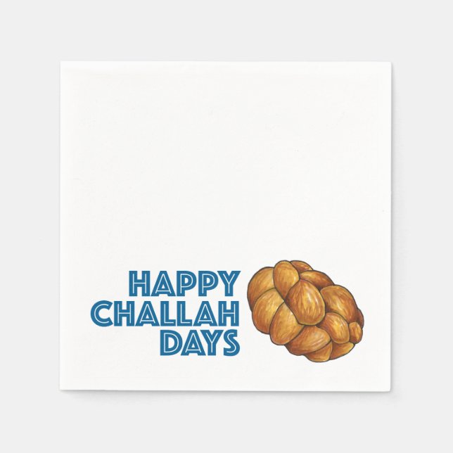 Happy Challah Days Hanukka Chanukah jüdisches Brot Serviette (Vorderseite)