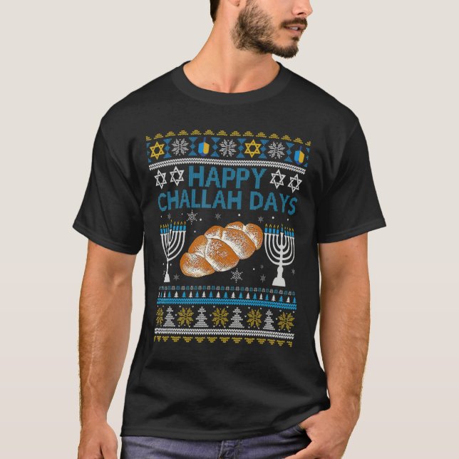 Happy Challah Days Hanukka Chanukah jüdisches Brot T-Shirt (Vorderseite)