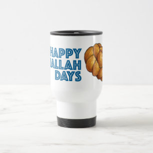 Happy Challah Days Hanukkah Brot Jüdische Feiertag Reisebecher