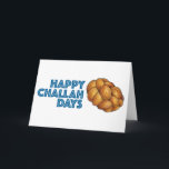 Happy Challah Days Hanukkah Chanukah Brot Loaf Feiertagskarte<br><div class="desc">Die Urlaubskarte bietet eine originelle Marker-Illustration eines Laib geflochtenen Stressprotts,  mit HAPPY CHALLAH DAYS in einem lustigen Schriftart. Perfekt um Hanukkah Grüße zu senden! Sehen Sie nicht,  wonach Sie suchen? Brauchen Sie Hilfe bei der Anpassung? Kontaktieren Sie Rebecca,  um etwas für Sie entworfen zu haben.</div>