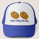 Happy Challah Days Hanukkah Chanukah Holiday Loaf Truckerkappe<br><div class="desc">Features an original marker illustration of a loaf of braided challah bread, with HAPPY CHALLAH DAYS in a fun font. Great for Hanukkah! This holiday illustration is also available on other products. Don't see what you're looking for? Need help with customization? Contact Rebecca to have something designed just for you....</div>