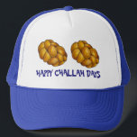 Happy Challah Days Hanukkah Chanukah Holiday Loaf Truckerkappe<br><div class="desc">Features an original marker illustration of a loaf of braided challah bread, with HAPPY CHALLAH DAYS in a fun font. Great for Hanukkah! This holiday illustration is also available on other products. Don't see what you're looking for? Need help with customization? Contact Rebecca to have something designed just for you....</div>