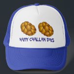 Happy Challah Days Hanukkah Chanukah Holiday Loaf Truckerkappe<br><div class="desc">Features an original marker illustration of a loaf of braided challah bread, with HAPPY CHALLAH DAYS in a fun font. Great for Hanukkah! This holiday illustration is also available on other products. Don't see what you're looking for? Need help with customization? Contact Rebecca to have something designed just for you....</div>