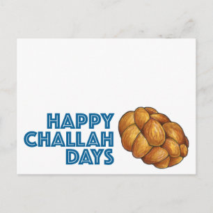 Happy Challah Days Hanukkah Chanukah Loaf Brot Feiertagspostkarte