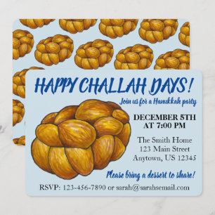 Happy Challah Days Hanukkah Party Jüdische Feierta Einladung