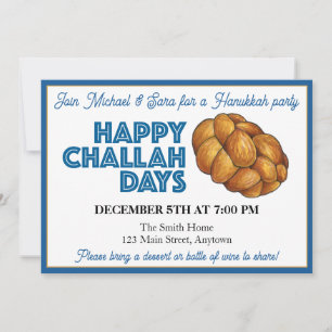 Happy Challah Days Hanukkah Party Jüdische Feierta Einladung