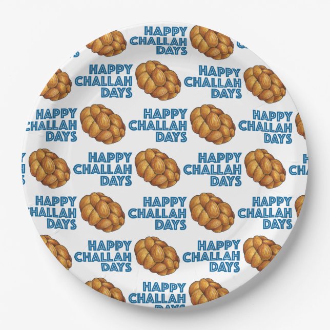 Happy Challah Days Jewish Holidays Broad Loaf Pappteller (Vorderseite)