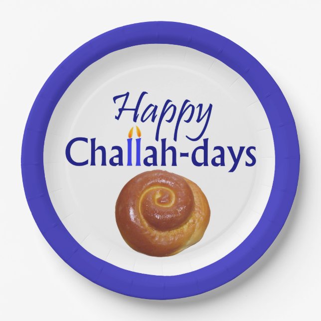 Happy Challah-Days Papierplatte Pappteller (Vorderseite)