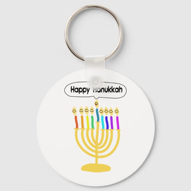 Happy Channukah Menora / Chanukia Schlüsselanhänger (Vorderseite)
