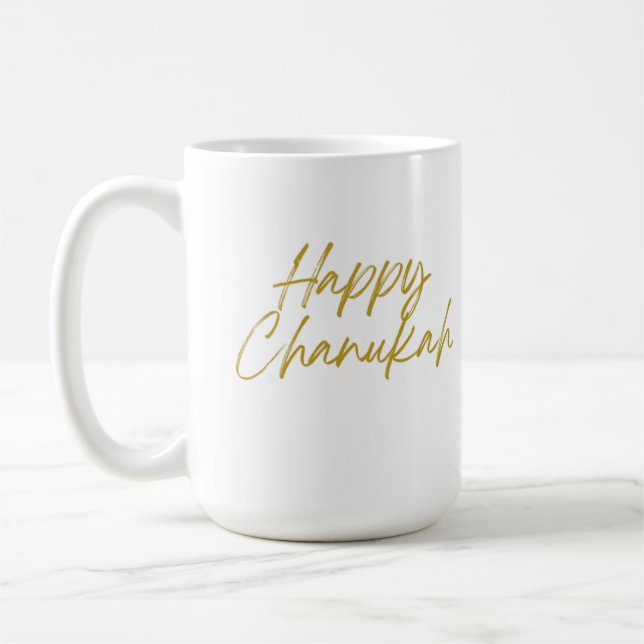Happy Chanukah Classic Tasse, 15 oz Kaffeetasse (Links)