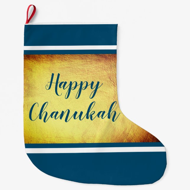Happy Chanukah Großer Weihnachtsstrumpf (Vorderseite)