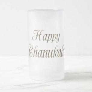 Happy Chanukah Hanukkah Gold Typografie Elegant Mattglas Bierglas