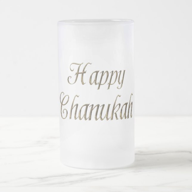 Happy Chanukah Hanukkah Gold Typografie Elegant Mattglas Bierglas (Mittel)