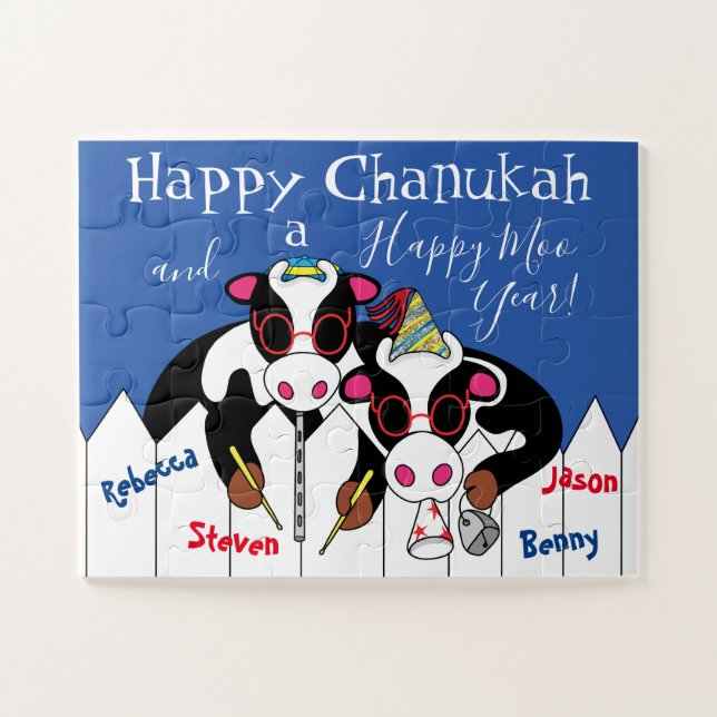 Happy Chanukah Happy Moo Year Puzzle (Horizontal)