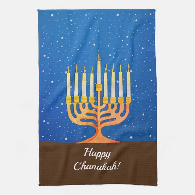 Happy Chanukah! Menorah Geschirrtuch (Vertikal)