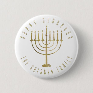 Happy Chanukah Menorah Holiday Button