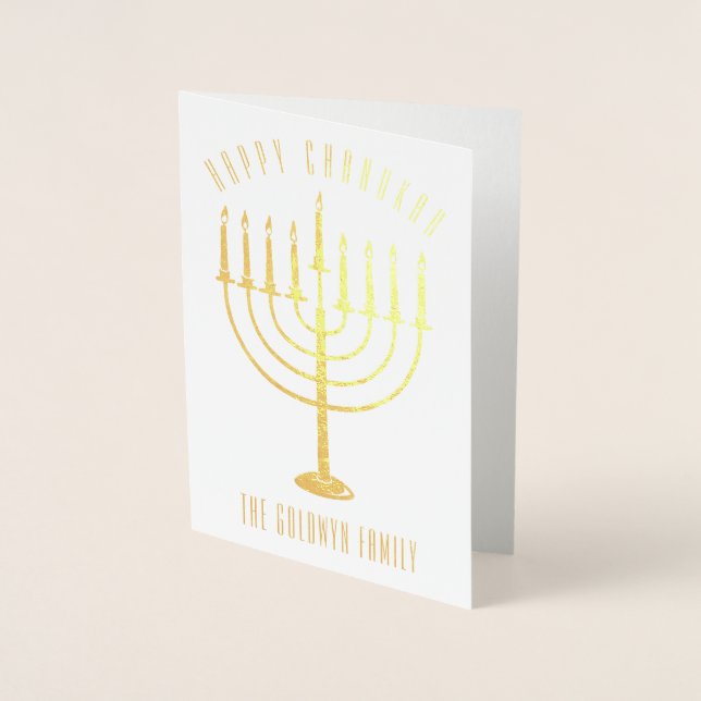 Happy Chanukah Menorah Holiday Folienkarte (Vorderseite)