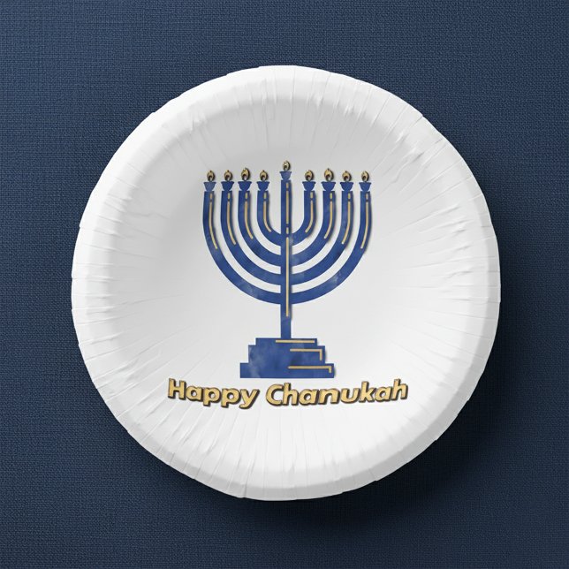Happy Chanukah Menorah Pappteller (Von Creator hochgeladen)