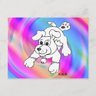 Happy Charcoal Pencil Hund Lineart Zeichnend Postkarte