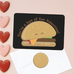 Happy Cheeseburger Kid's Valentine Day Card Dankeskarte