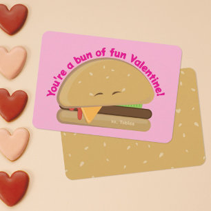 Happy Cheeseburger Kid's Valentine Day Card Dankeskarte