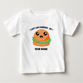 Happy Cheeseburger with Custom Name Baby T-shirt