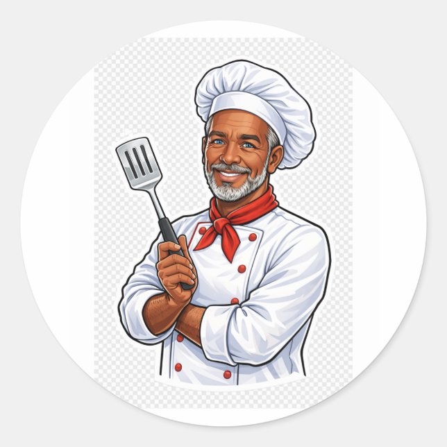 happy chef cooking kitchen funny chef sticker (Vorderseite)