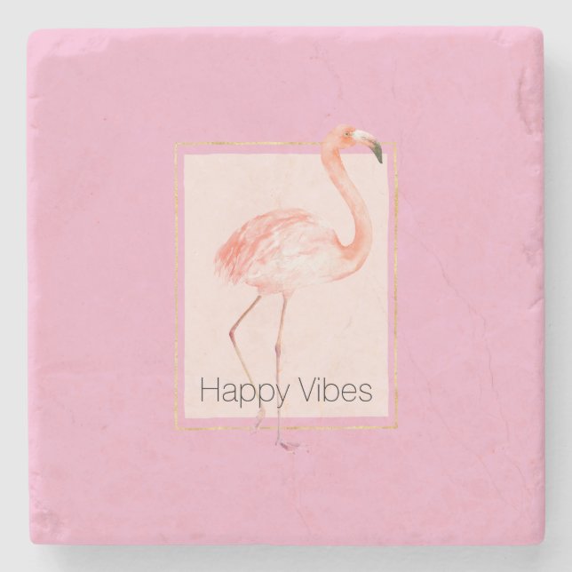 Happy Chic Pink Flamingo Steinuntersetzer (Vorderseite)
