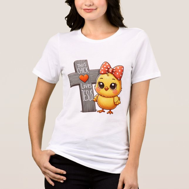 Happy Chick mit Cross Art Tri-Blend Shirt (Vorderseite)