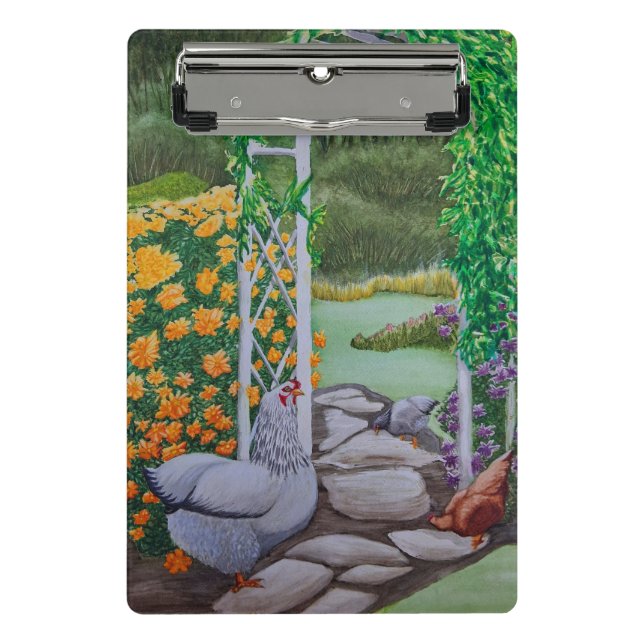 Happy Chicken Park Mini Klemmbrett (Vorderseite)