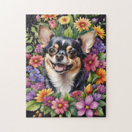 Happy Chihuahua Dog Pet Portrait Watercolor Animal Puzzle