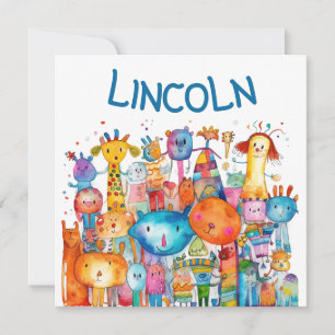 Happy Children's zeichnend Landtiere Feiertagskarte