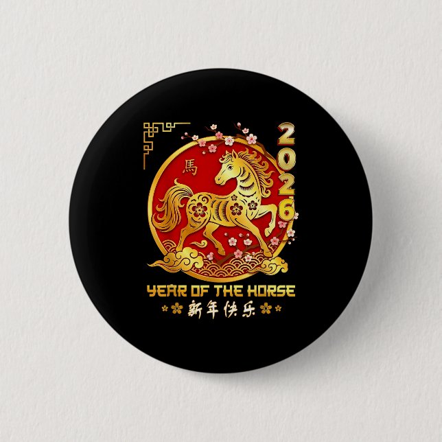 Happy Chinese Lunar New Year Horse Zodiac Year Of  Button (Vorderseite)