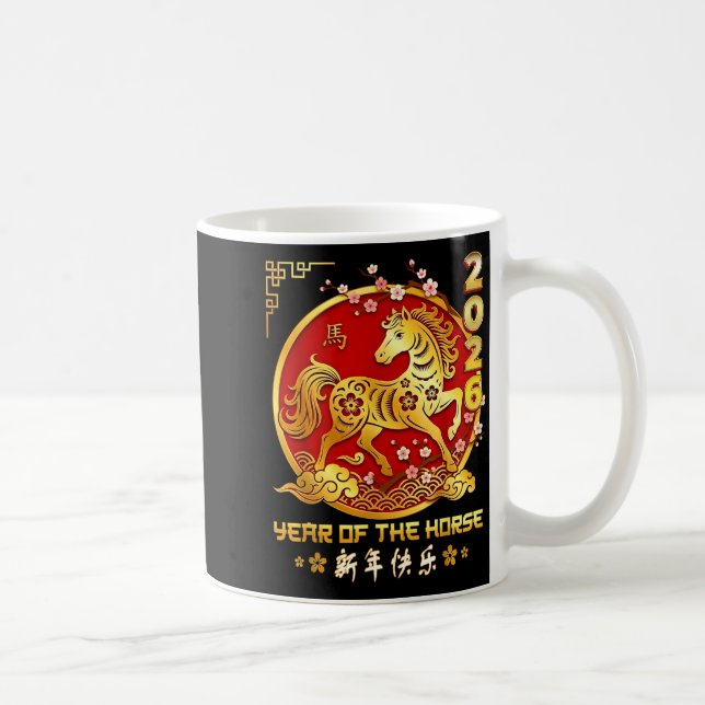 Happy Chinese Lunar New Year Horse Zodiac Year Of  Kaffeetasse (Rechts)