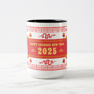 Happy Chinese New Year 2025, Year of Snake Zweifarbige Tasse