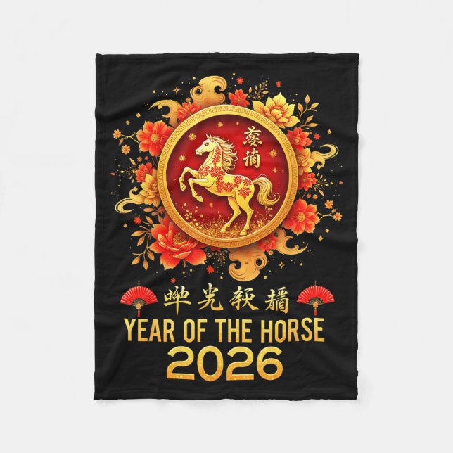 Happy Chinese New Year 2026 Lunar Year Of The Hors Fleecedecke (Vorderseite)
