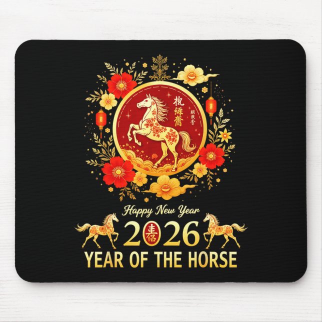 Happy Chinese New Year 2026 Lunar Year Of The Hors Mousepad (Vorne)