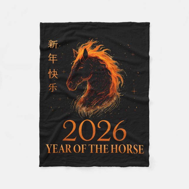 Happy Chinese New Year 2026 Year Of The Horse Flam Fleecedecke (Vorderseite)