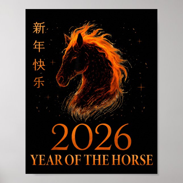 Happy Chinese New Year 2026 Year Of The Horse Flam Poster (Vorne)