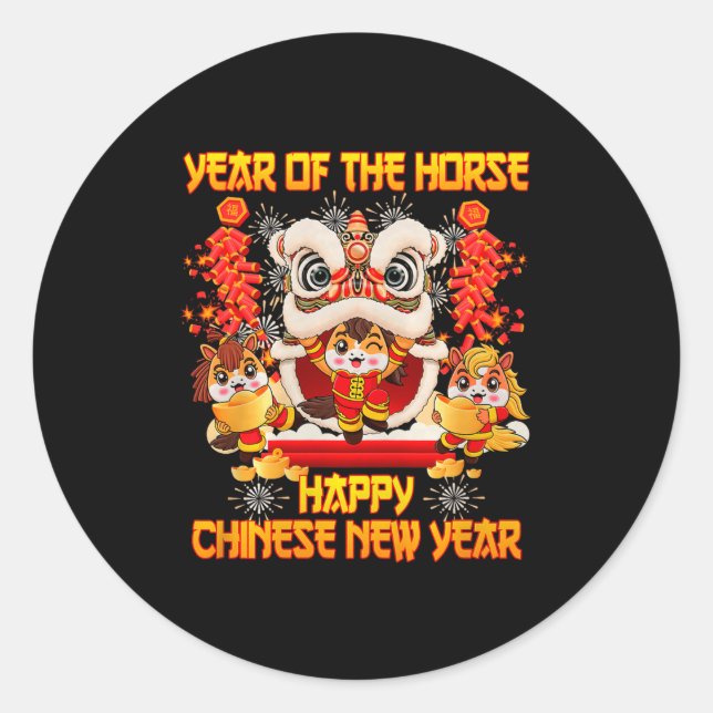 Happy Chinese New Year 2026 Year Of The Horse Kid  Runder Aufkleber (Vorderseite)