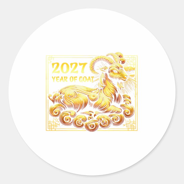 Happy Chinese New Year 2027 - Lunar New Year Goat  Runder Aufkleber (Vorderseite)