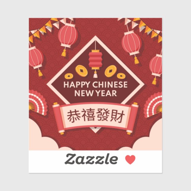 Happy Chinese New Year Aufkleber (Blatt)
