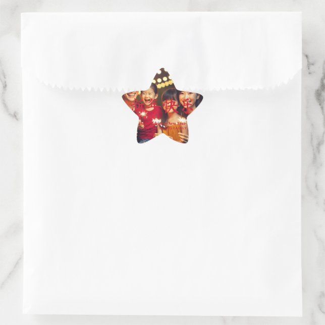 Happy Chinese New Year Custom Family Foto Card Stern-Aufkleber (Tasche)