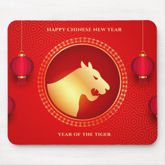 Happy Chinese New Year (Jahr des Tigers) Mousepad (Vorne)