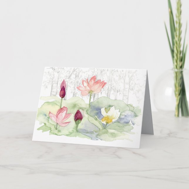 Happy Chinese New Year Lotus Blume Pond Karte (Vorderseite)
