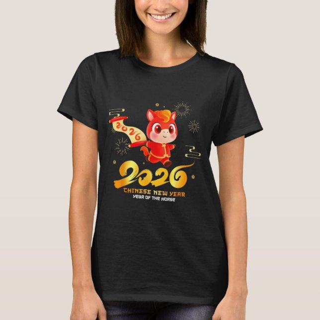 Happy Chinese New Year Of Horse Cartoon Cute For K T-Shirt (Vorderseite)