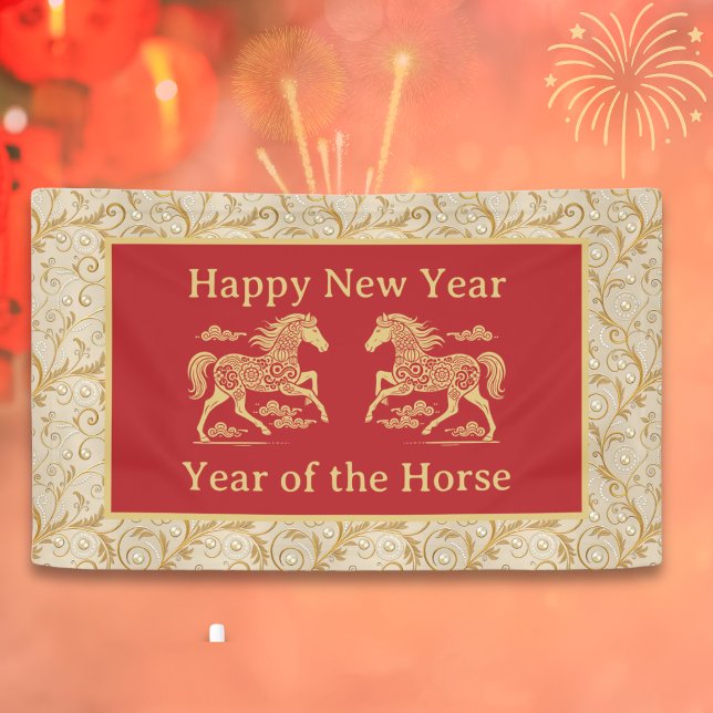 Happy Chinese New Year of Horse Elegant Gold Red  Banner (Von Creator hochgeladen)